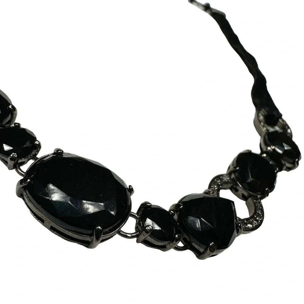 Black Onyx Beaded Crystal Necklace and FREE Earrings